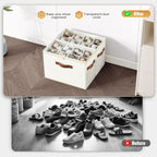 2 Pack Shoe Organizer For Closet, Foldable Shoe Storage With Adjustable | Farbic Shoe Storage Organizer Box Bin With Clear Cover, Fits Up To 16 Pairs, Shoe Storage Box For Closet, Entryway, Beige