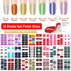 420 Pieces 30 Sheets Glitter Nail Wraps with Nail File Nail Polish Strips Self Adhesive Nail Polish Stickers Nail Strips for Women Girl Salon Nail Art Accessories