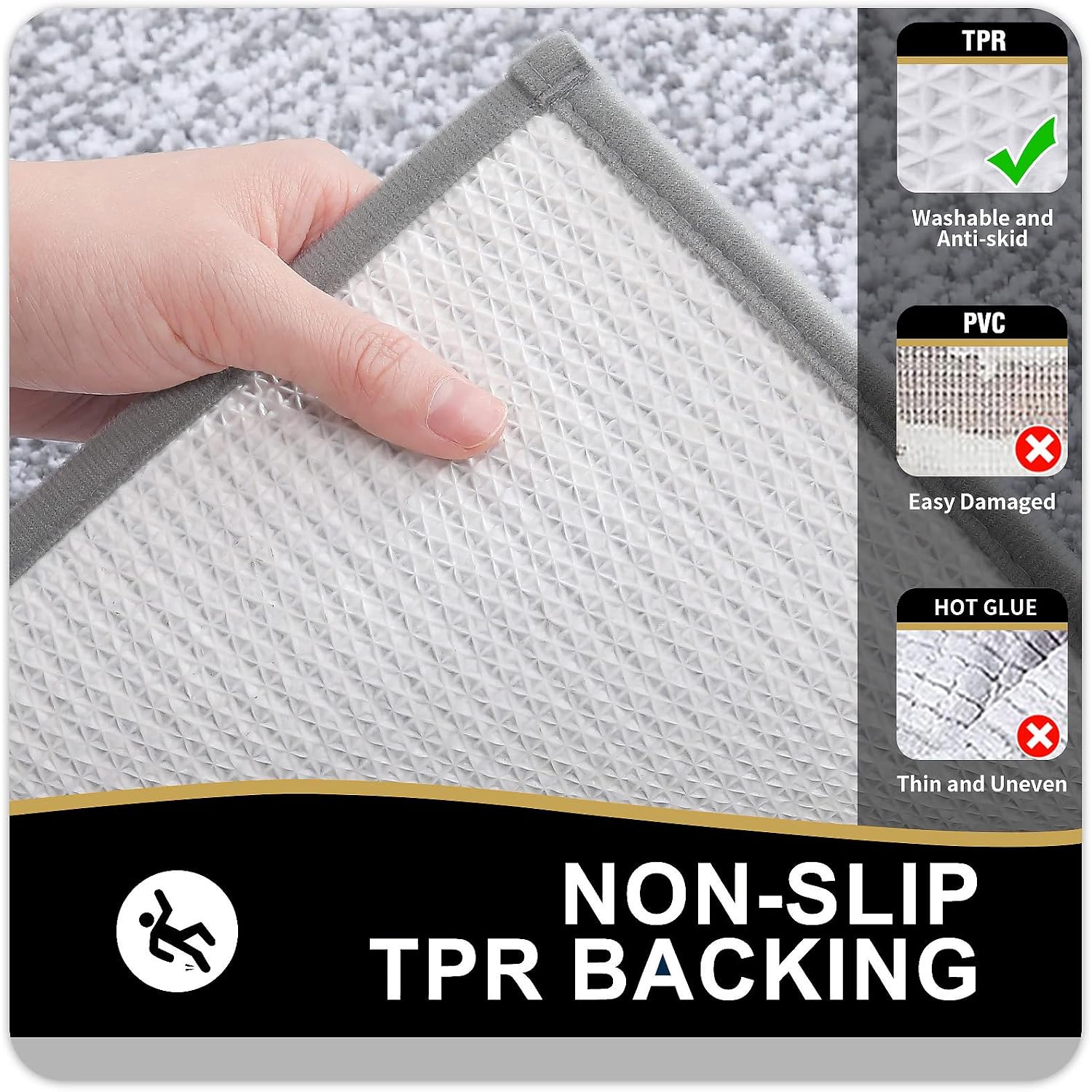 Olanly Small Bathroom Rugs 24X16, Extra Soft And Absorbent Microfiber Bath Rugs, Non-Slip, Machine Washable, Quick Dry Shaggy Bath Carpet, Bath Mats For Bathroom Floor, Tub, Shower, Grey