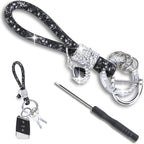 Crystal Bling Car Keychain, Car Key Chain Glitter Key Ring, Rhinestone Keychain Ring Strap