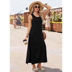 Wiholl Maxi Dress Summer Dresses 2026 Beach Vacation Clothes Sleeveless Sundresses With Pockets Boho S-3Xl