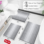 Olanly Bathroom Rugs 30X20, Extra Soft Absorbent Chenille Striped Bath Rugs, Rubber Backing, Machine Wash Dry, Bath Mats For Bathroom Floor, Tub And Shower, Home Decor Accessories, Grey