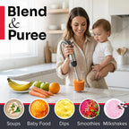 Mueller Multistick 5-In-1 Immersion Blender Handheld,12 Speed Hand Mixer-Turbo Boost,Heaviest Duty Copper Motor,Titanium Reinforced Blades Hand Blender,Milk Frother Wand,Whisk,Beaker,Chopper,Grey