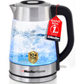 MUELLER HOME Rapid Boil Electric Tea Kettle 1.8L – Borosilicate Glass & Stainless Steel – BPA-Free Hot Water Boiler, LED Light, Auto Shut-Off, Boil Dry Protection Fast Water Heater, Kitchen Appliances