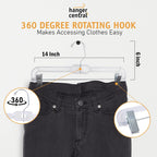 Premium 14 Inch Clear Pants Hangers With Adjustable Clips - 12 Pack Space-Saving Skirt Hangers - Non-Slip Heavy Duty Plastic Closet Organizers With 360° Swivel Hook