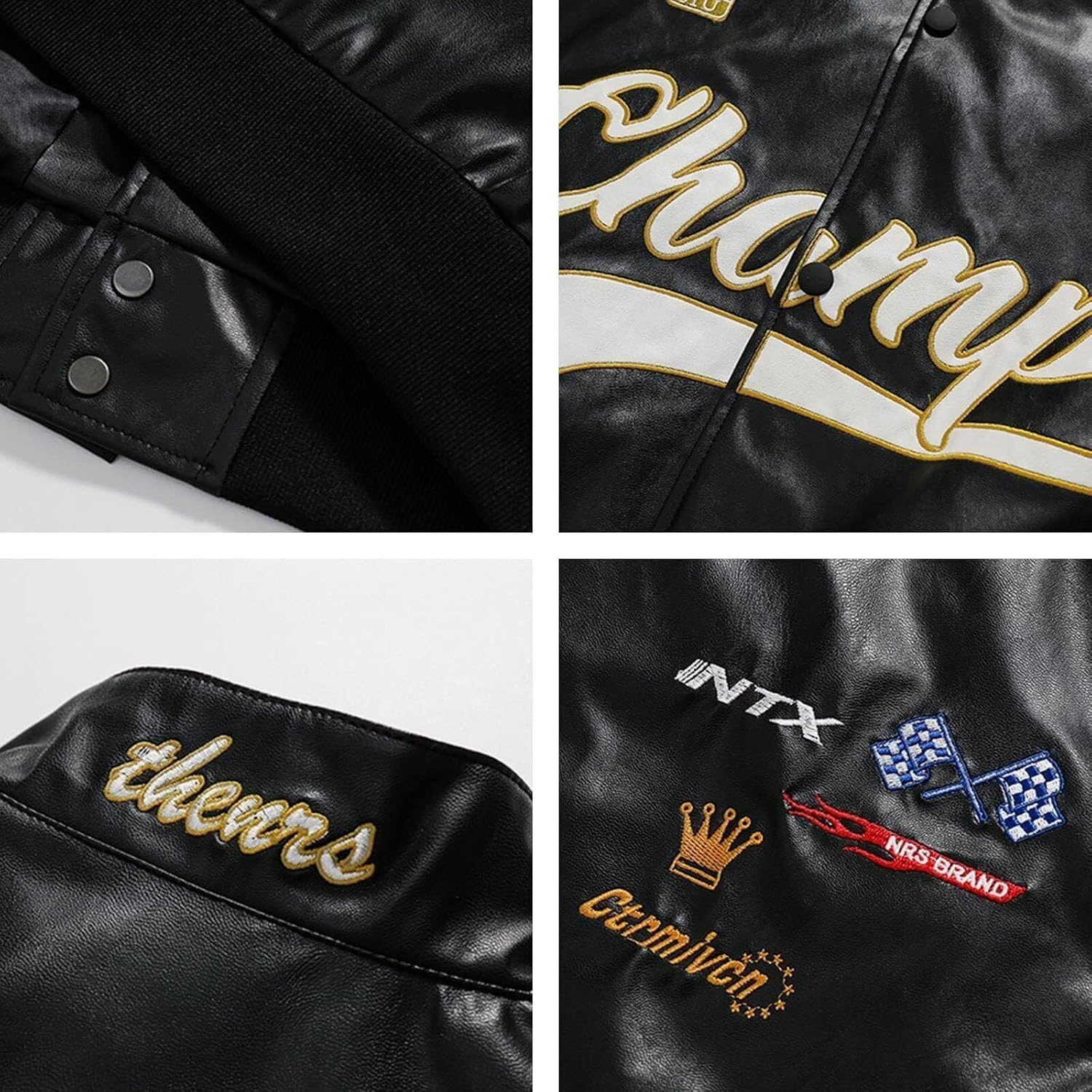 Aelfric Eden Faux Leather Racing Jacket Oversized Motorcycle Biker Racer Jackets Streetwear Unisex