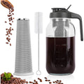 Cold Brew Coffee Maker,64 oz Mason Jar Pitcher with Stainless Steel Filter, Pour Spout Handle Lid, Heavy Duty Glass Airtight & Leak-Proof for Iced Coffee,Tea & Lemonade