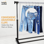 Premium 14 Inch Clear Pants Hangers With Adjustable Clips - 12 Pack Space-Saving Skirt Hangers - Non-Slip Heavy Duty Plastic Closet Organizers With 360° Swivel Hook