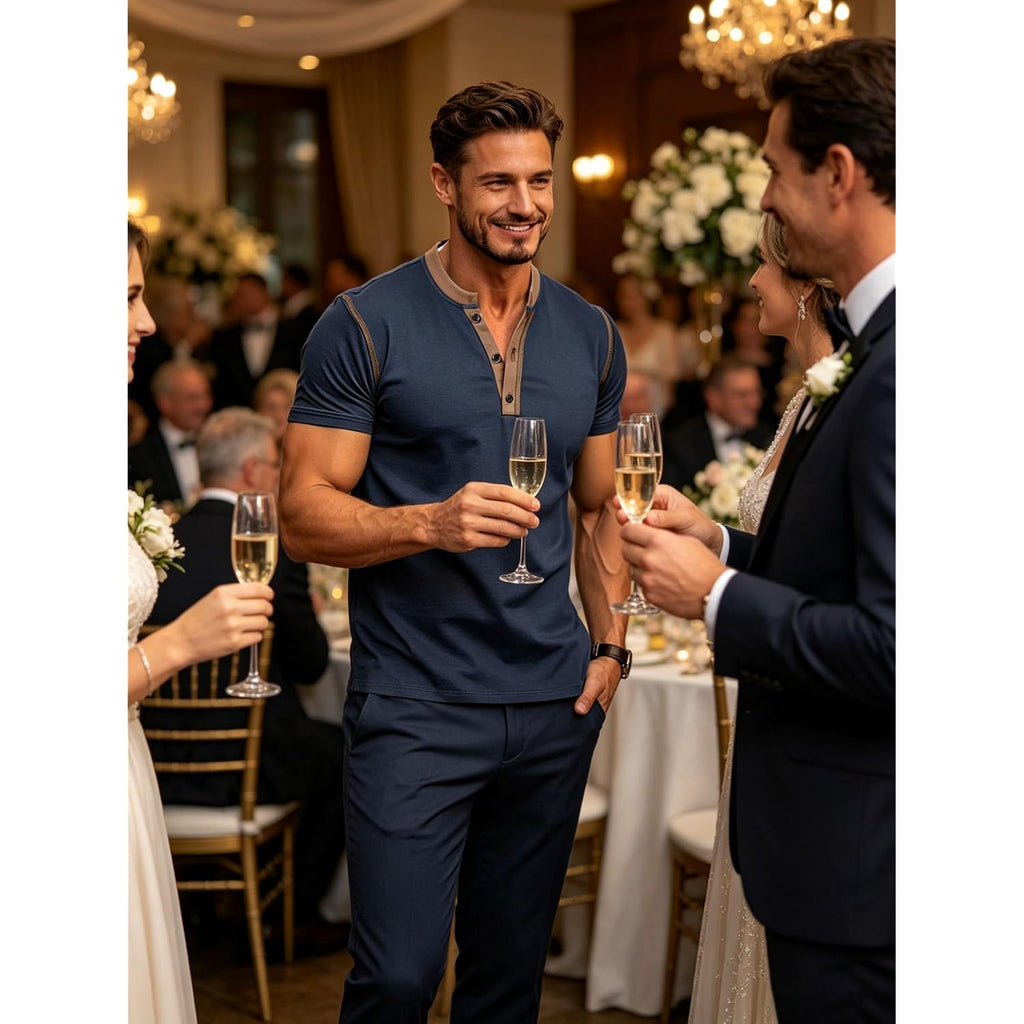 Men'S Casual Henley Shirts Classic Button Cotton Short Sleeve T-Shirt Summer Basic Solid Lightweight Tees Tops