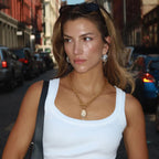 18k Gold Plated Chain Link Necklace for Women, Baroque Pearl/Compass Pendant Necklace