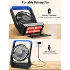 Gazeled Battery Operated Fan, Camping Fan Battery Powered, Super Long Lasting, 5'' Portable D-Cell Battery Powered Desk Fan With Timer, 3 Speeds, Quiet, 180° Rotation, For Office,Bedroom,Outdoor, F24