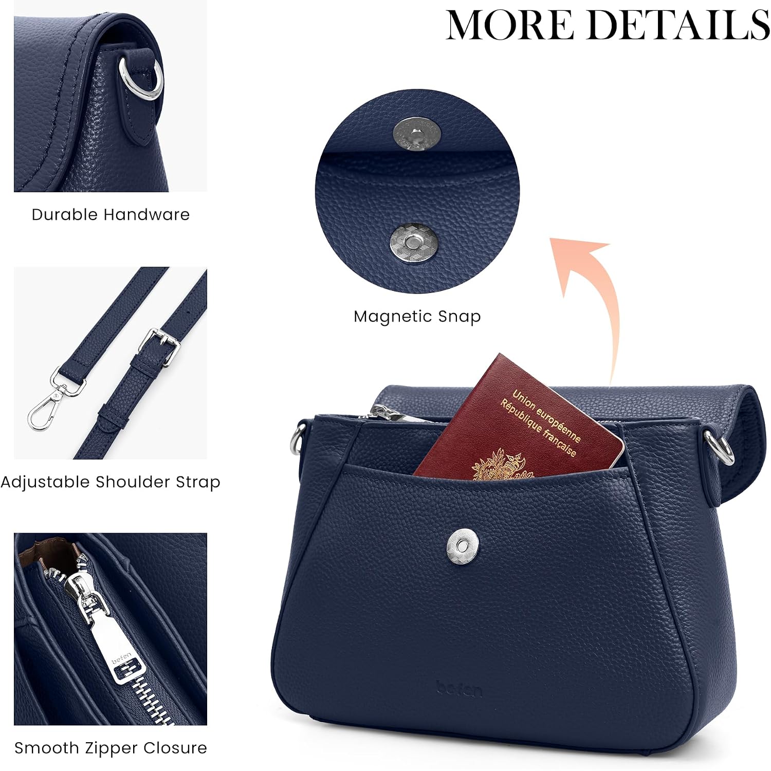 Befen Genuine Leather Saddle Crossbody Bags For Women With Rfid Blocking, Small Flap Cross Body Purse Hangbags