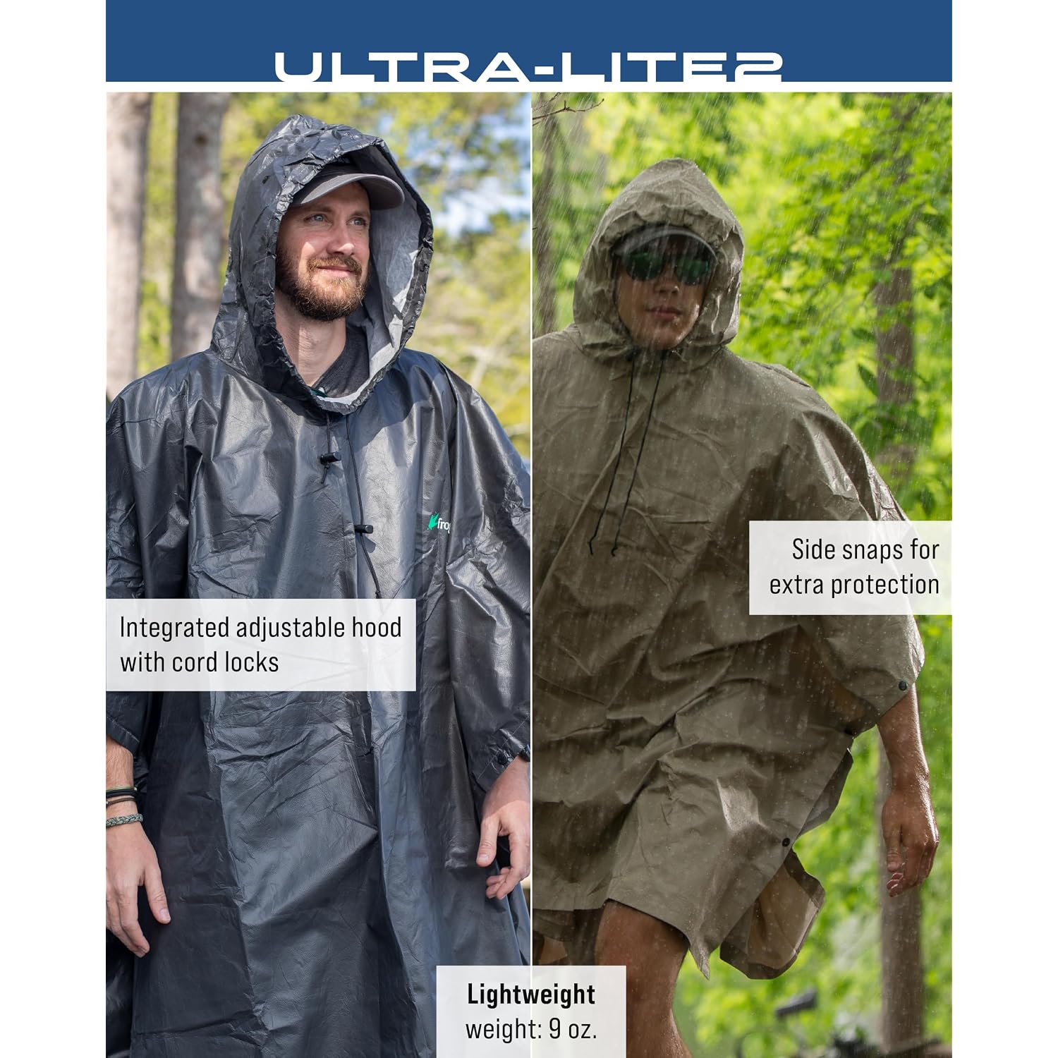 Frogg Toggs Ultra-Lite2 Waterproof, Breathable Rain Poncho, Adult And Youth Sizes