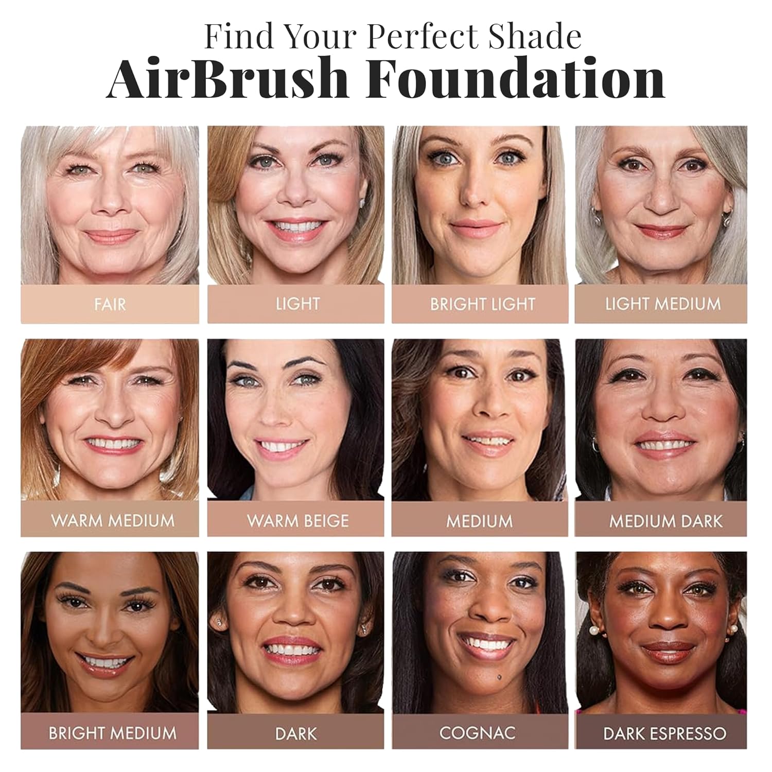 Jerome Alexander MagicMinerals AirBrush Foundation - Long Lasting Full Coverage Foundation Makeup with Anti Aging - Sweat‑Resistant Breathable Microfine Mist for Natural Finish - Light Medium