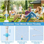 Misters For Outside Patio, Standing Misting Cooling System, Portable Outdoor Water Mist Hose Kit, Adjustable 45.7In Height & 5 Spray Nozzles For Backyard Garden Pool Tanning Bbq Cool Kids Pet Playing
