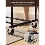 Clothes Rack, Rolling Clothing Rack With Double Rods For Hanging Clothes, Portable Garment Rack With Wheels, Metal Wardrobe Closet Organizer For Bedroom And Laundry Room