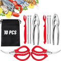 10 Pcs Seafood Tools Set - Crab Lobster Crackers Stainless Steel Forks Opener Shellfish Lobster Crab Leg Sheller Seafood Scissors,1Set