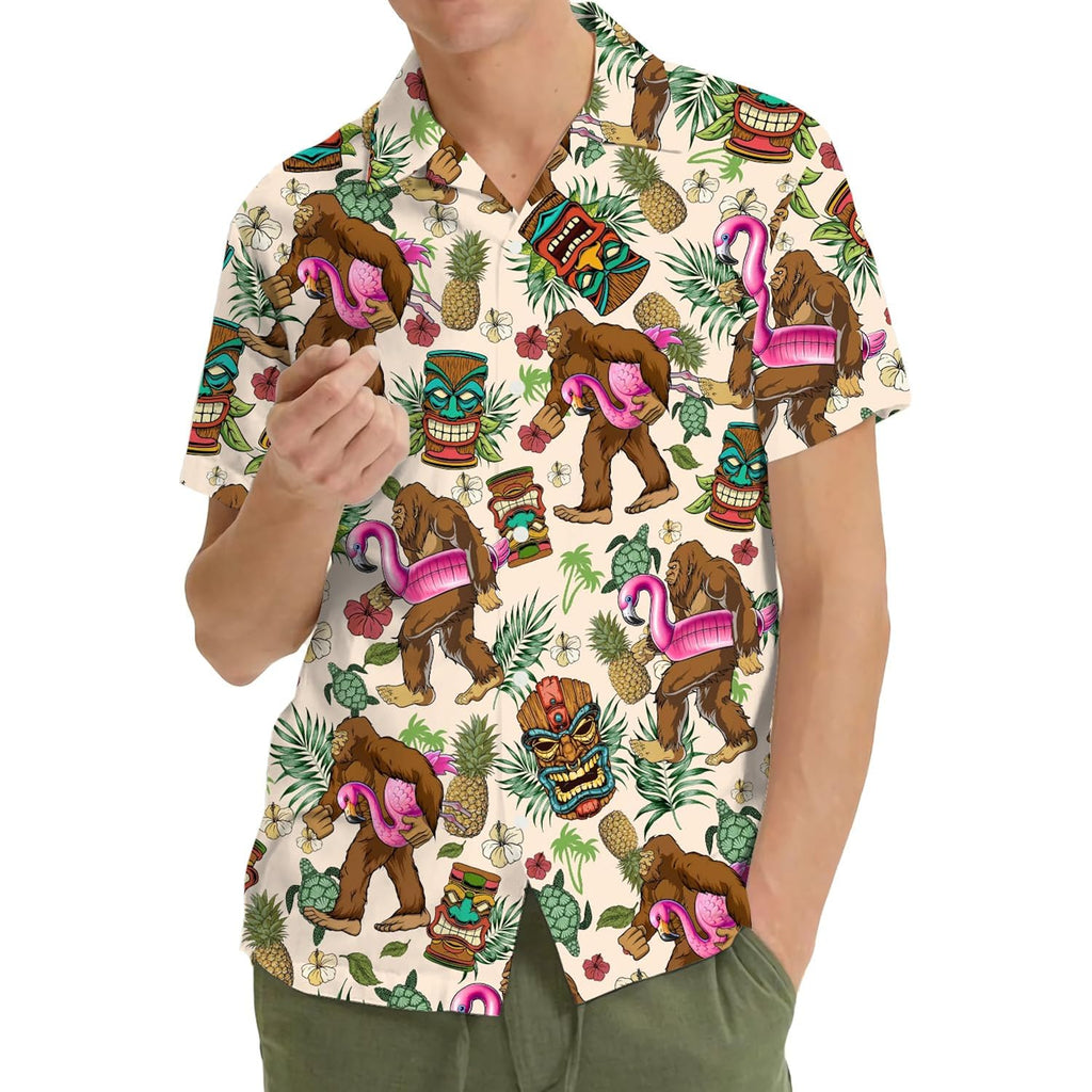Tropical Bigfoot Hawaiian Shirts For Men Women, Sasquatch Summer Beach Button Down Short Sleeve