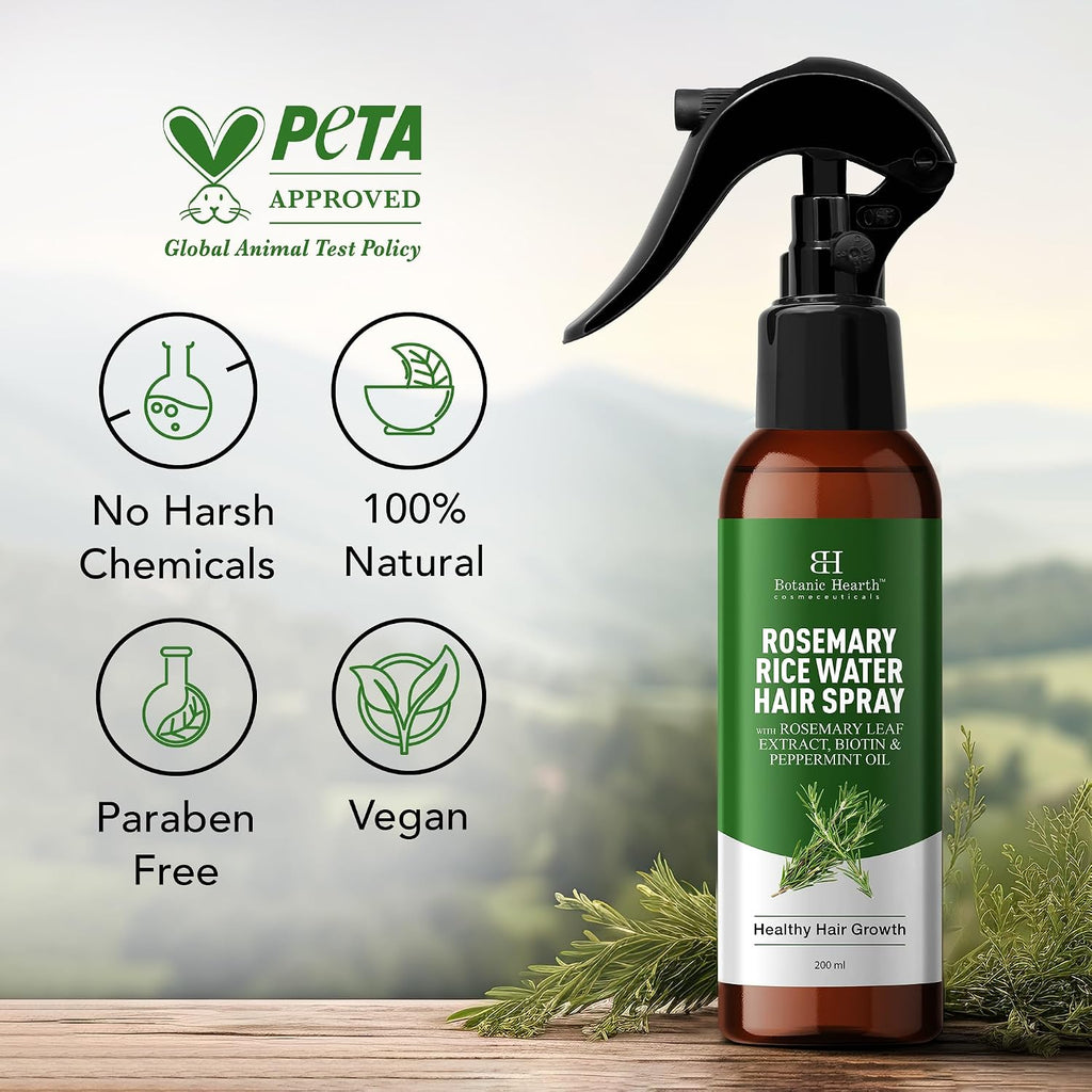 Botanic Hearth Rosemary & Rice Water Leave In Conditioner Spray For Hair Growth, 6.8 Fl Oz, Root Enhncer, Korean Scalp Treatment For Thinning Hair, Anti-Itch & Hair Strengthening Spray For Women & Men