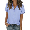Short Sleeve Summer Tops for Women Casual Button Down Shirts Solid/Striped Business Work Blouses