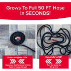 Pocket Hose 50 Ft Silver Bullet 2.0 Expandable Garden Hose W/Turbo Shot Nozzle, As Seen On Tv, Lead-Free, Solid Aluminum Connectors, Easy On/Off Valve, Kink-Free, Leak-Proof