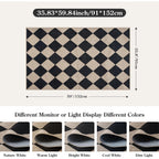 Lahome Checkered Easy Jute 3X5 Entryway Front Porch Rug, Black Diamond Indoor Outdoor Patio Layering Rug, Washable Farmhouse Neutral Non Slip Non Shedding Door Carpet For Backyard Blacony