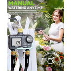 Rainpoint 2 Zone Sprinkler Timer With Brass Inlet And Outlet - Water Timer For Garden Hose With Rain Delay/Manual Watering/Automatic Irrigation Controller System For Yard Lawn Garden(Blue)