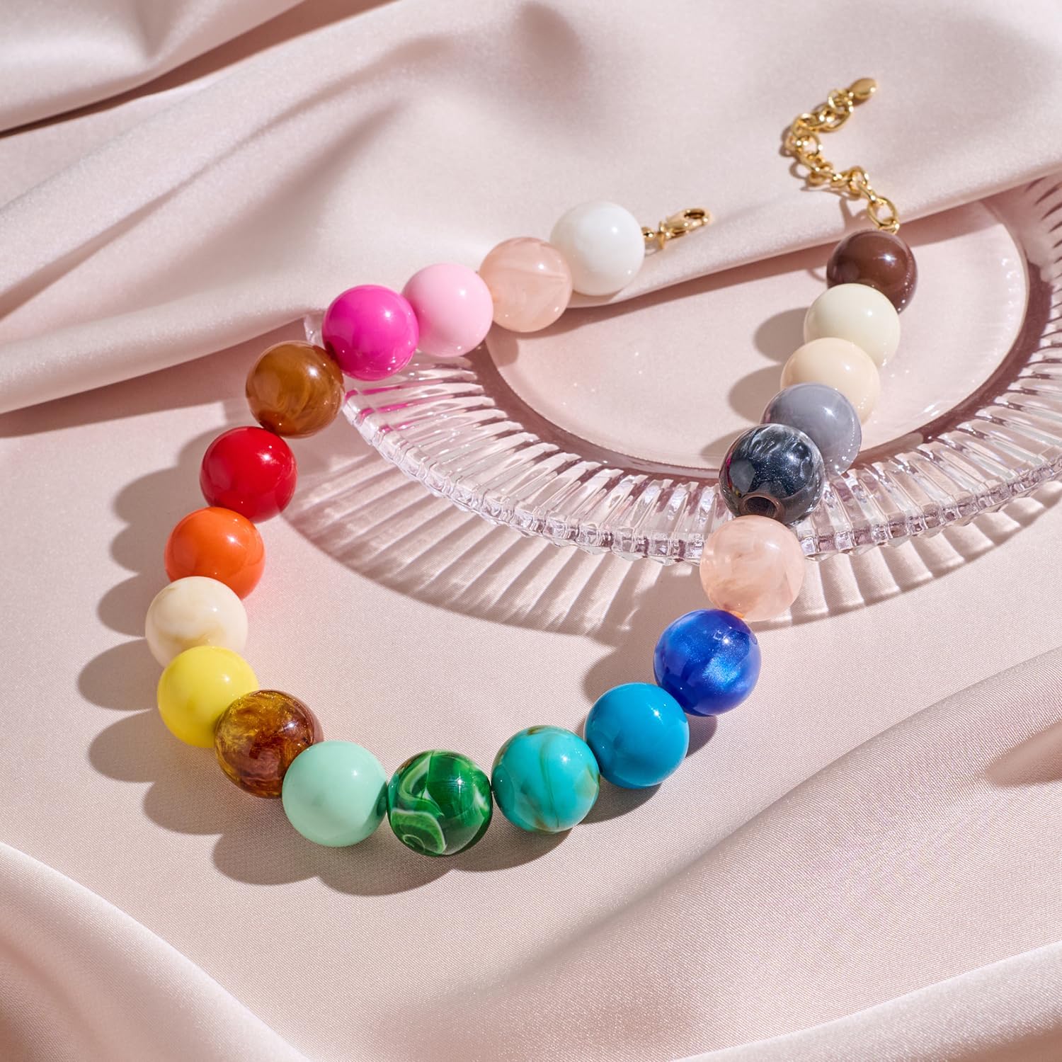 LILIE&WHITE Colorful Chunky Bead Necklaces For Women Trendy Boho Collar Statement Necklace Choker Summer Beach Jewelry Birthday Gift For Her