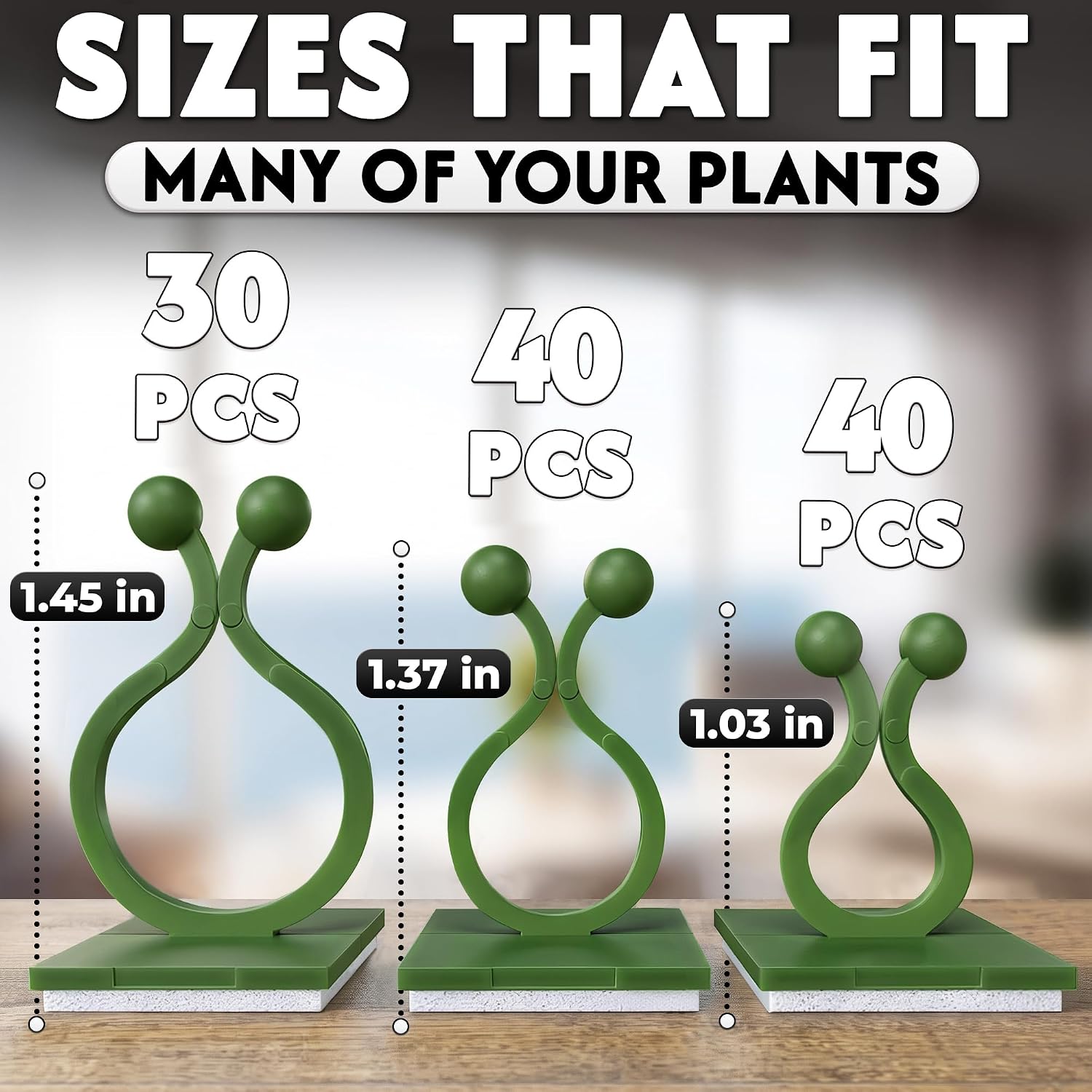 110 Pcs Self-Adhesive Climbing Plant Wall Clips For Vines (Green) | Adhesive Plant Clips For Climbing Plants, Pothos, And Ivy; 40 Small, 40 Medium, 30 Large Sizes In Set; For Indoor & Outdoor