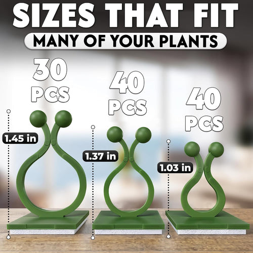 110 Pcs Self-Adhesive Climbing Plant Wall Clips For Vines (Green) | Adhesive Plant Clips For Climbing Plants, Pothos, And Ivy; 40 Small, 40 Medium, 30 Large Sizes In Set; For Indoor & Outdoor