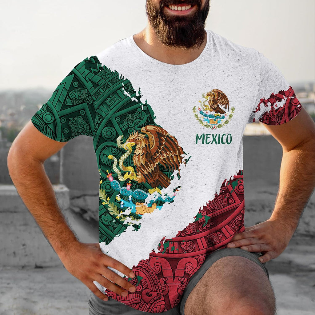 Fayba Aztec Mexican Shirts Short Sleeves Summer Mexico Shirt Mexico Jersey Unisex 3D Shirts