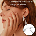 FUNRUN JEWELRY 5 Pairs 925 Sterling Silver Hoop Post Earrings for Women-Small 14K Gold Silver Hoops Earrings,Hypoallergenic Silver Hoop Earring for Women-Medium Big Hoops Stack Earring 10/14/20/30/40mm