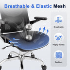 Marrap Ergonomic Office Chair, Mesh Desk Chair With 3D Armrests, Adjustable Lumbar Support And Headrest, 90-120° Rocking Function, Black