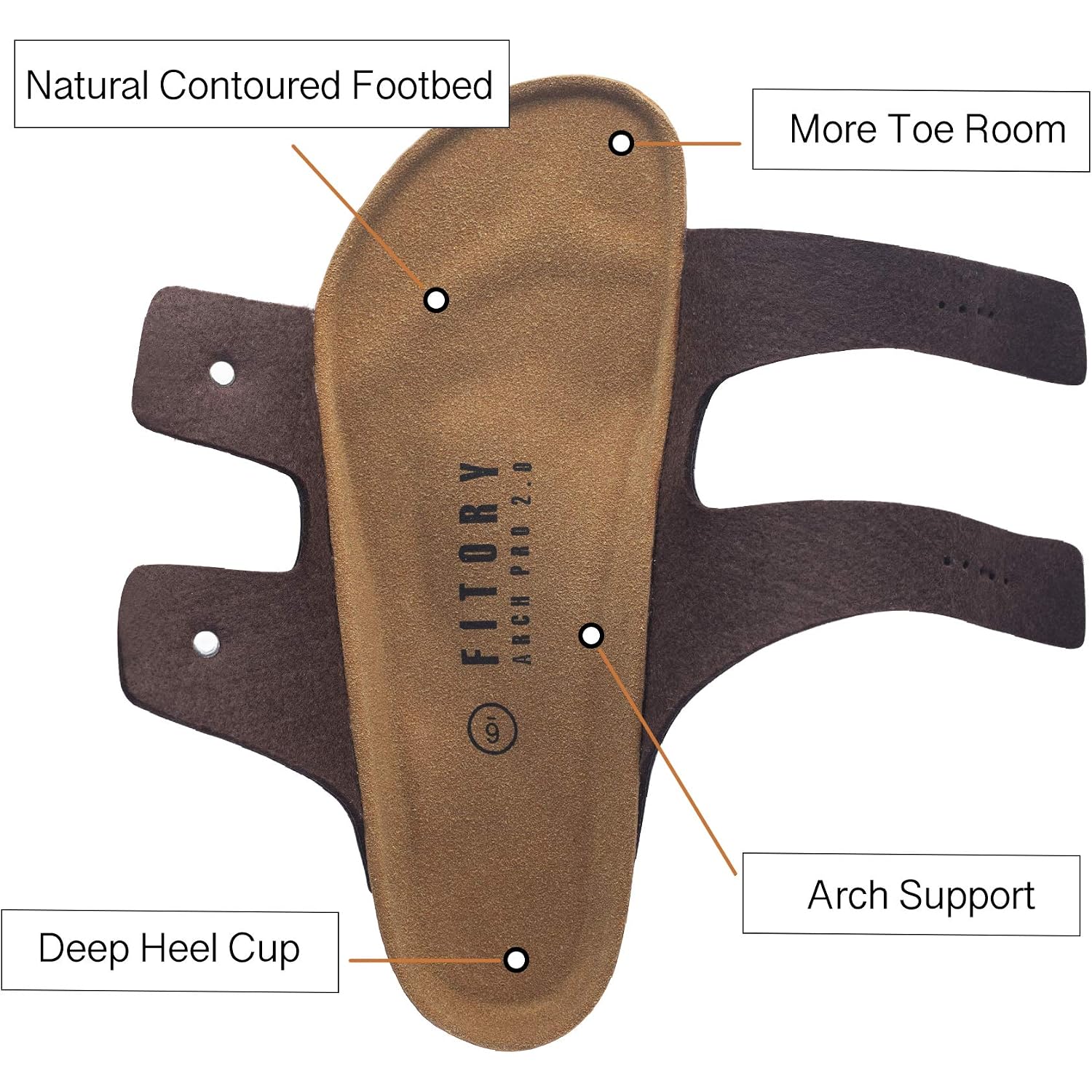 Fitory Mens Sandals, Arch Support Slides With Adjustable Buckle Straps And Cork Footbed Size 7-14.5