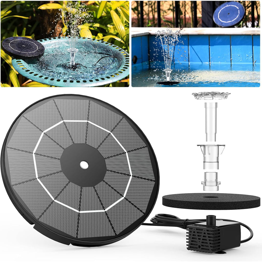 Aisitin 3.5W Solar Fountain Pump For Bird Bath Separated Design & 8 Nozzles | 3 Anti-Drift Brackets, Attracting Birds, Upgrade Filter, Floating Diy Solar Bird Bath Fountain For Garden Fish Tank Pond Yard