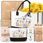 iAOVUEBY Teacher Appreciation Gifts, Best Teacher Gifts for Women, End of Year Teachers Gift from Student, Teachers Birthday Retirement Christmas Thank You Gift Baskets for Women, Canvas Tote Bag
