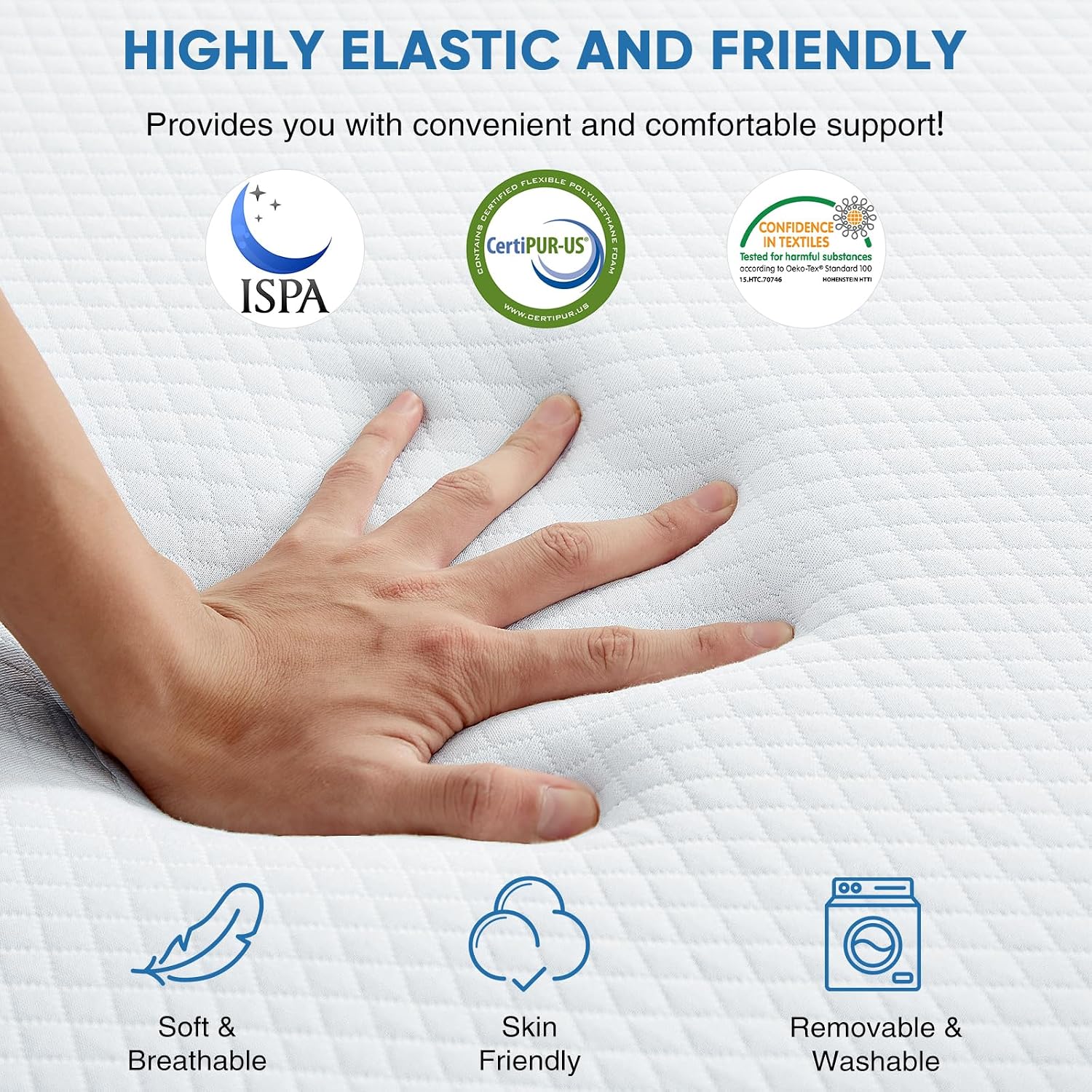 Folding Memory Foam Pads, 4" Tri-Fold Full Topper With Washable Cover, Non-Slip Portable Guest Floor Bed For Travel Camping