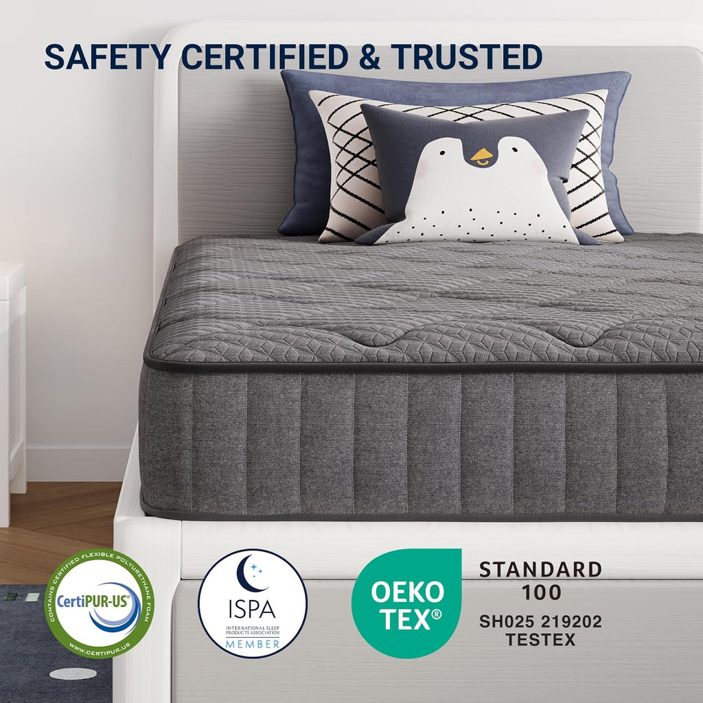 Avenco Twin Mattress, 6 Inch Twin Size Mattress in a Box for Kids, Medium Firm Hybrid Mattresses with Bonnell Spring and Gel Memory Foam for Cool Night Sleep & Pressure Relief, CertiPUR-US Certified