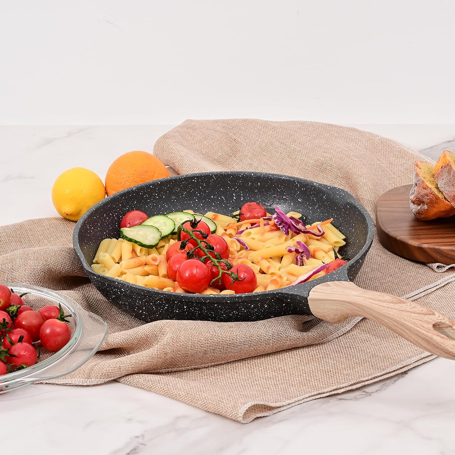 JEETEE 8 Inch Nonstick Frying Pan For Egg, Nonstick Omelette Skillet with Soft Touch Handle, All Stove Induction Compatible