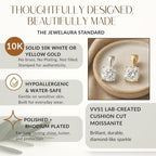 10K Solid White or Yellow Gold Lab Grown Moissanite Solitaire Pendant | Solid Bail | Round, Cushion, Pear, Emerald, Oval Cut | Pendant Only | Fine Jewelry Luxury Gift