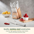 Cuisinart Block Knife Set, 12Pc Cutlery Knife Set With Steel Blades For Precise Cutting, Lightweight, Stainless Steel, Durable & Dishwasher Safe, C77Ssw-12P