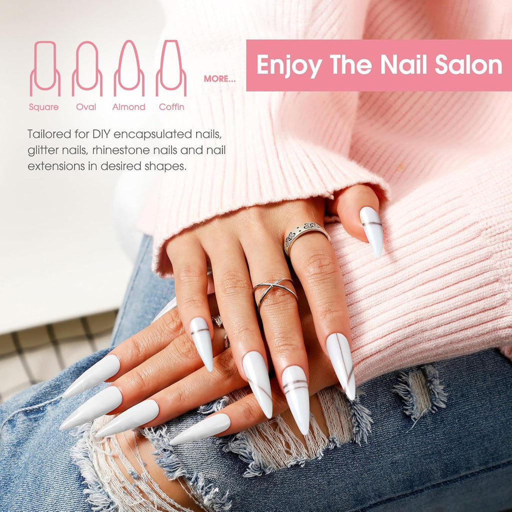 ROSALIND White Poly Extension Gel, 2 PCS 2 oz White Poly Nail Gel kit Nail Builder for Opal Nail Art Decoration, Nail Thickening Poly Nail Gel Tube Easy to DIY Use Need UV Lamp