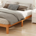 Dumos Full Size Bed Frame, Solid Wooden 12In Platform Bed Base With Sturdy Wood Slat Support, Noise-Free Design, No Box Spring Needed, Easy Assembly, Natural Pine