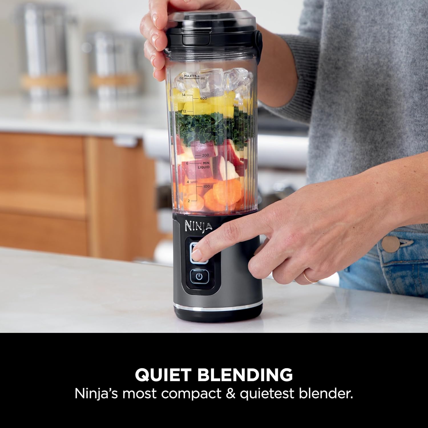 Ninja Blast Portable Blender | Cordless | 18-oz. Vessel | Personal Mixer for Shakes & Smoothies | BPA Free | Leakproof Lid & Sip Spout | USB-C Rechargeable | Dishwasher Safe Parts | Black | BC151BK