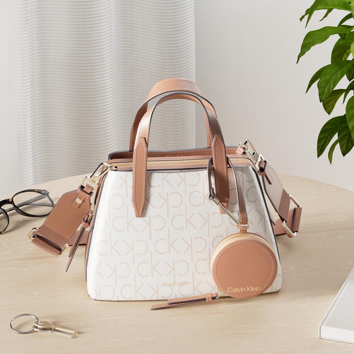 Calvin Klein Women's Millie 2 in 1 Triple Compartment Mini Satchel Crossbody