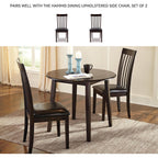 Signature Design By Ashley Hammis Round Dining Room Drop Leaf Table, Seats Up To 4, Hinged Drop Leaves, Wood, 36.38" W X 36.38" D X 29.88" H, Dark Brown