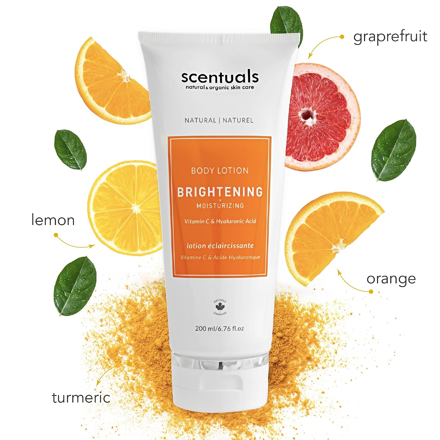 Body Lotion Brightening Cream, Moisturizer Made With Hyaluronic Acid And Vitamin C, Scented With Essential Oil Blend Citrus, Brightening Serum, Cruelty Free, Natural Skin Care Products, 200 Ml
