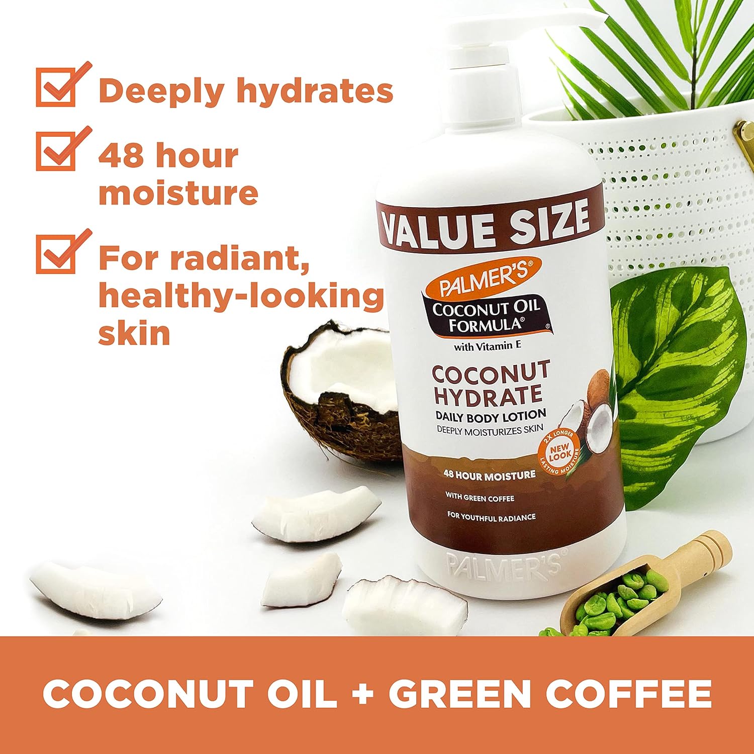 Palmer'S Coconut Oil Formula Body Lotion For Dry Skin, Hand & Body Moisturizer With Green Coffee Extract & Vitamin E, Value Size Pump Bottle, 33.8 Fl Oz (Pack Of 1)
