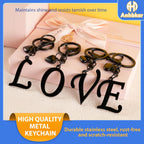 A-Z Heart Initial Letter Keychain, Stainless Steel Alphabet Charm for Handbags, Gift for Women and Girls