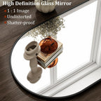 Harritpure Arched Wall Mirror 24"X36" Black Metal Frame Vanity Mirrors | Aluminum Alloy Frame Bathroom Mirror Living Room, Bedroom And Entryway